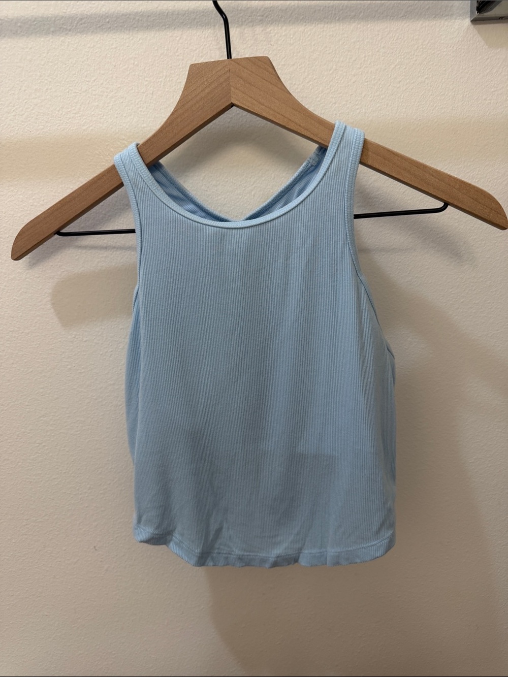 Light Blue Ribbed Tank Top - Women's Sleeveless Crop